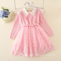 new design baby grils sweater lace dress for autumn or winter